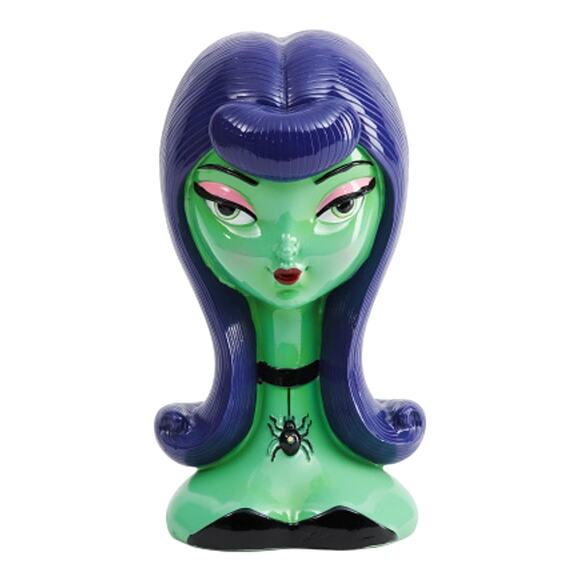 Bella Lux Halloween Bust Green Bride of Frankenstein Purple Hair LED Lighted NEW - Picture 7 of 9